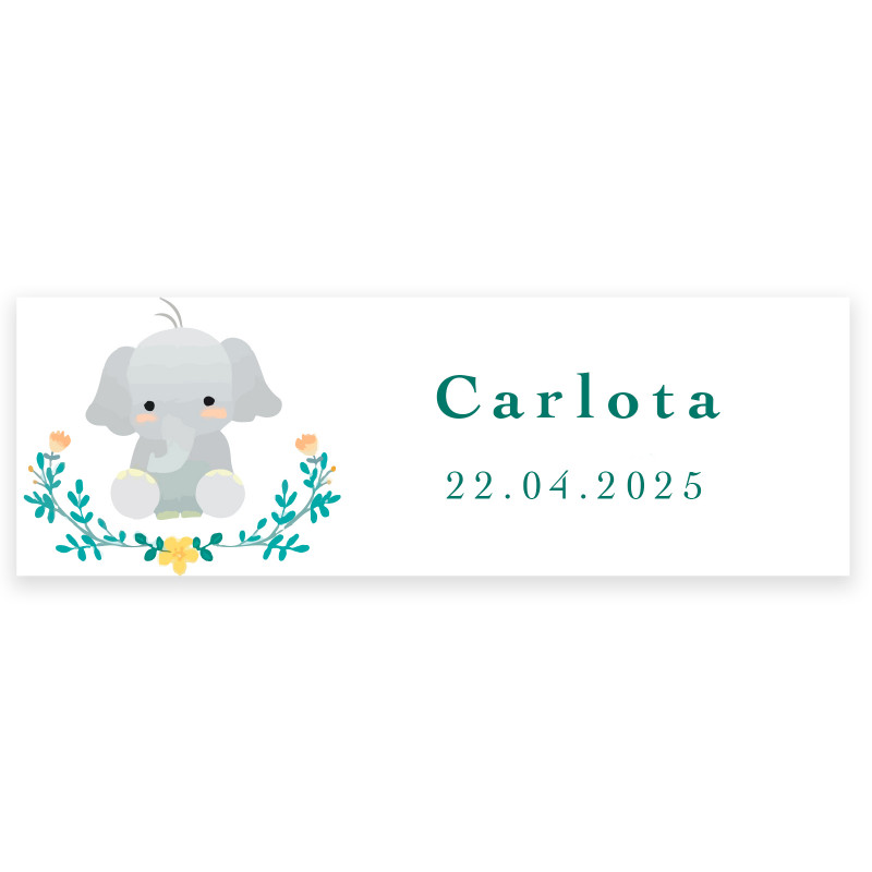 Adesivo 6x2cm personalizável com design de elefante