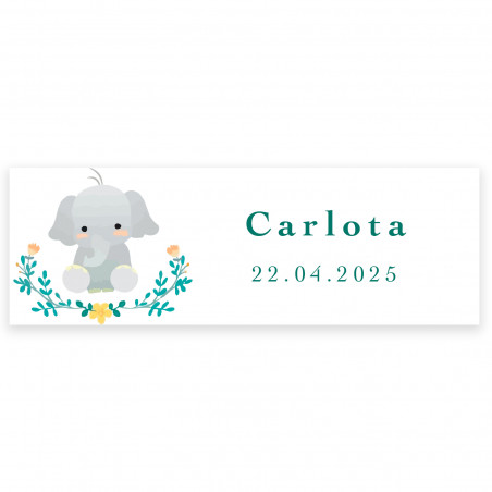 Adesivo 6x2cm personalizável com design de elefante