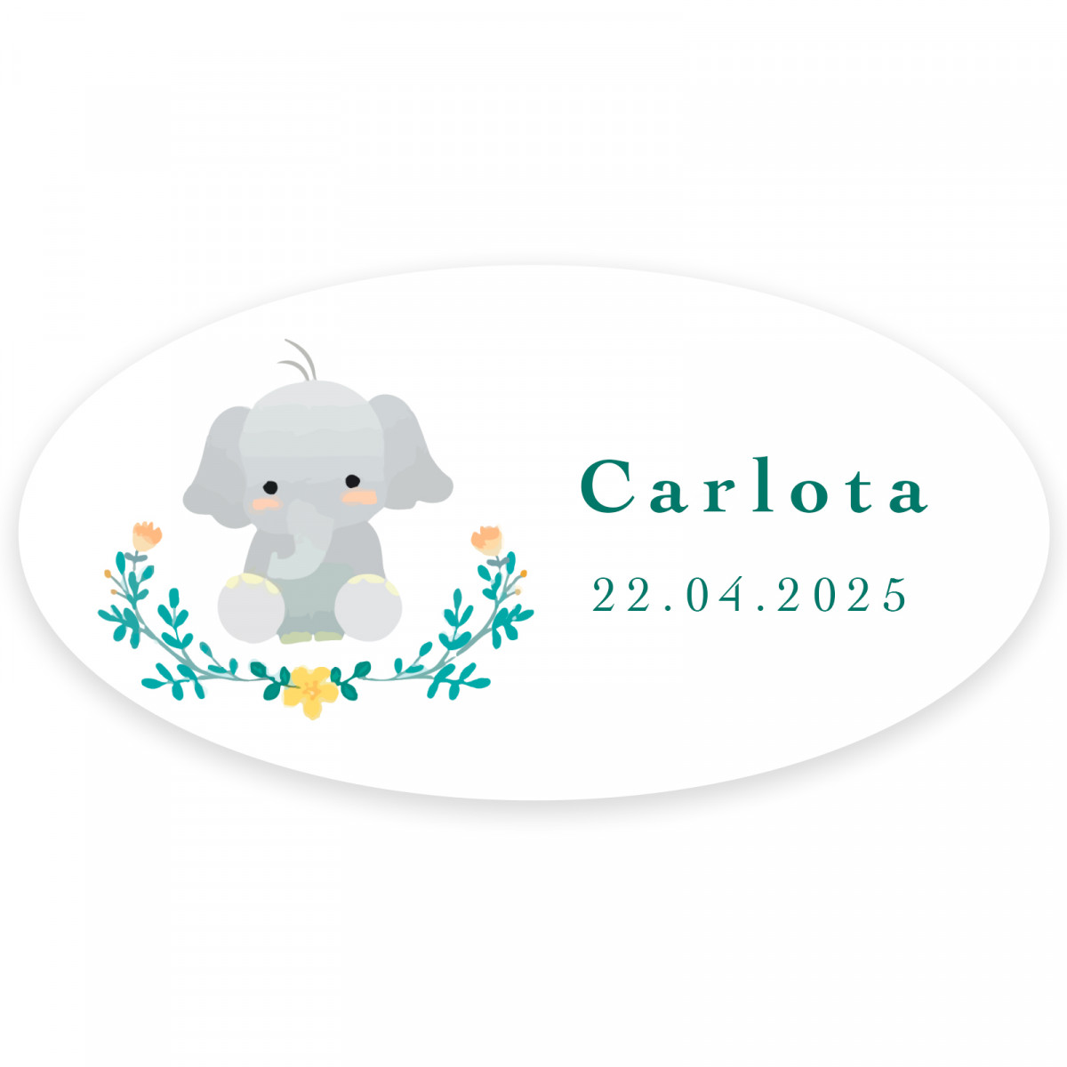 Adesivo ovalado design de elefante personalizável