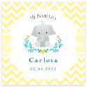 Cartão 8x8cm design de elefante personalizável para batizados