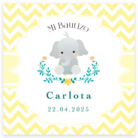 Cartão 8x8cm design de elefante personalizável para batizados