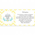 Convite para batizado design de elefante unissex com envelope branco