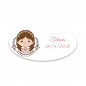Adesivo de comunhão ovalado personalizado para menina