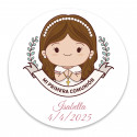 Adesivo de comunhão 3cm personalizado para menina