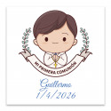 Adesivo de comunhão 5x5cm personalizado para menino