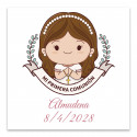 Adesivo de comunhão 5x5cm personalizado para menina