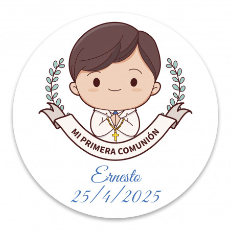Autocolante de comunhão 5cm personalizado para criança
