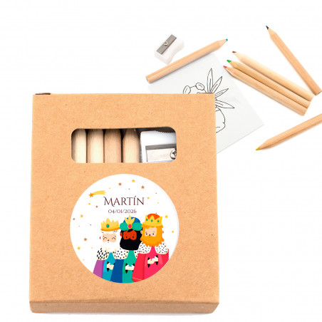 Estuche para colorir personalizável com adesivo reis magos