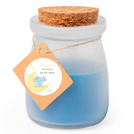 Vela aromática com adesivo de design de elefante personalizável para detalhes