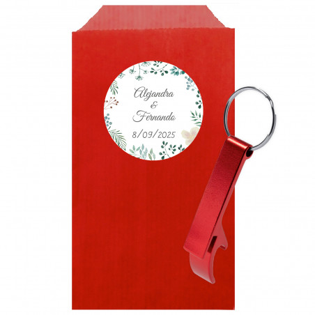 Chaveiro abridor em envelope kraft com adesivo herbal personalizado para detalhes