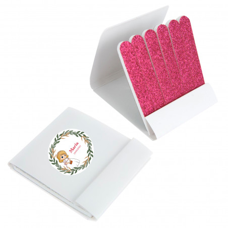 Lima de unhas em estojo com adesivo para detalhes de primeira comunhão menina personalizado