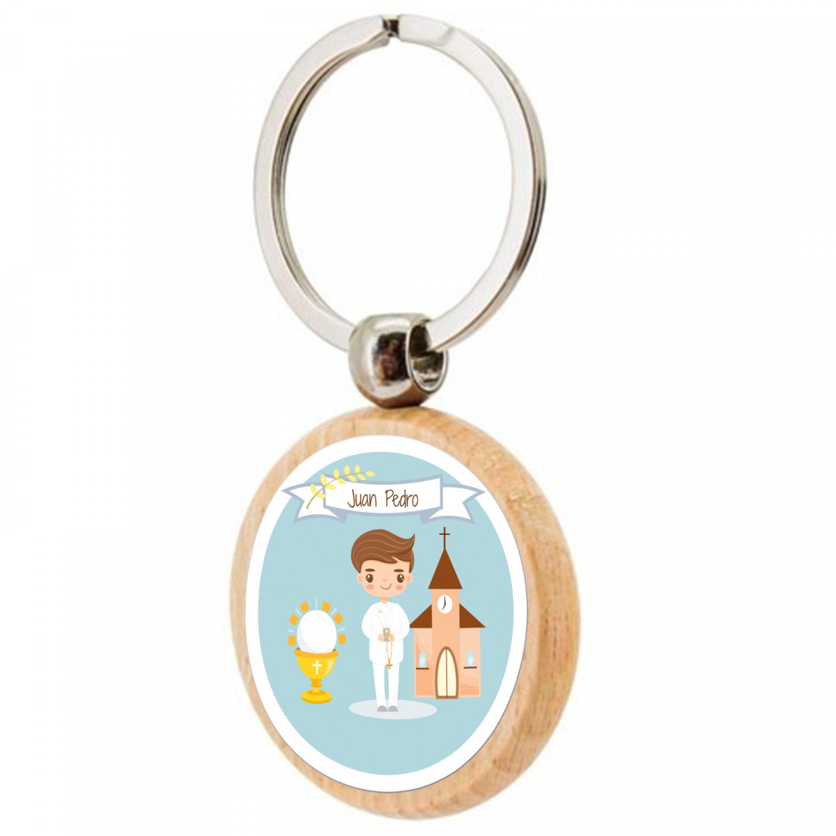 Chaveiro de madeira primeira comunhão menino personalizável para lembranças