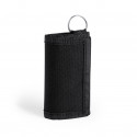 Porta-moedas chaveiro preto com etiqueta kraft personalizada para casamentos e eventos