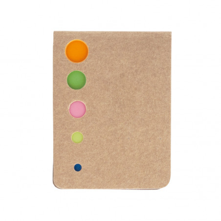 Bloco de notas post-it com envelope de kraft verde e adesivos personalizados