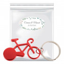 Chaveiro de bicicleta apresentado em bolsa com aba adesiva e adesivo herbal personalizável