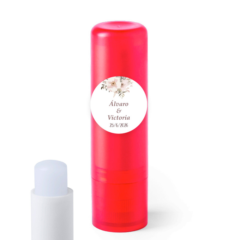 Bálsamo labial com adesivo personalizado de 2 cm floral personalizável para detalhes