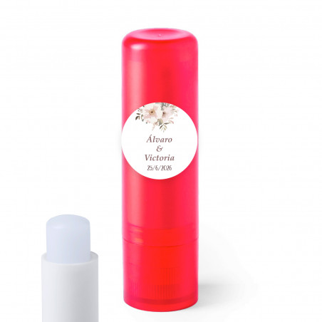 Bálsamo labial com adesivo personalizado de 2 cm floral personalizável para detalhes