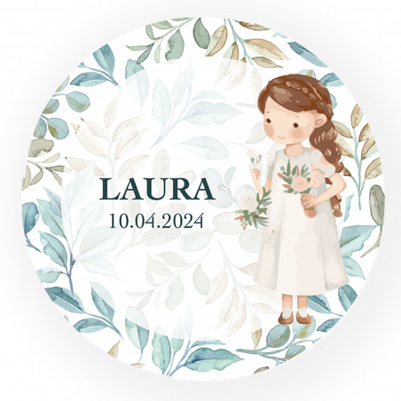 Caderno para primeira comunhão menina em envelope kraft com adesivo personalizado para detalhes