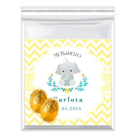 Ovos de chocolate e cartão de agradecimento personalizável em bolsa transparente para lembranças