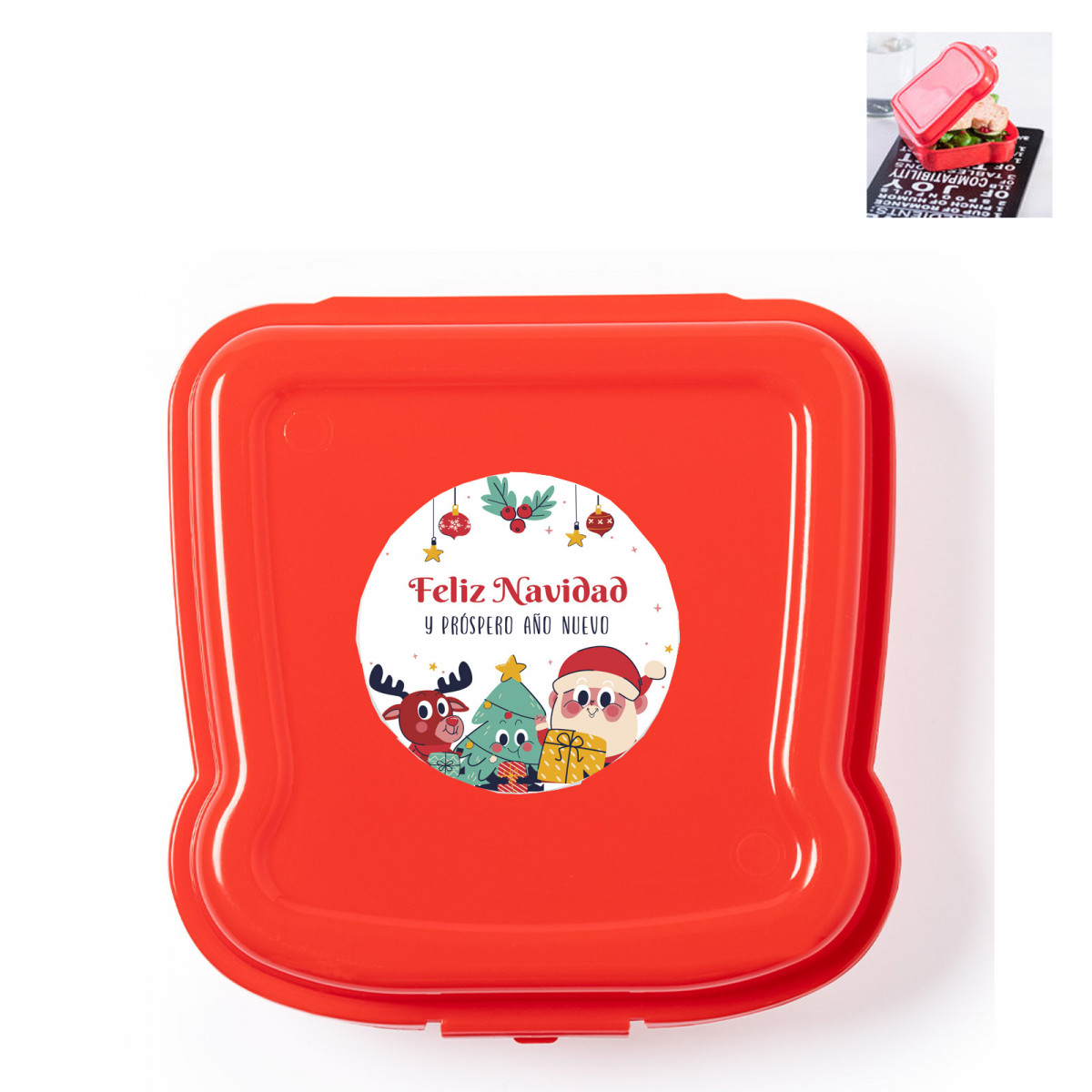 Sanduicheira com adesivo personalizado como detalhe para o natal para crianças da educação infantil