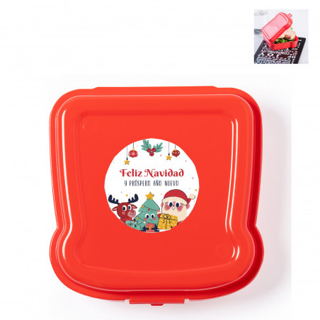Sanduicheira com adesivo personalizado como detalhe para o natal para crianças da educação infantil