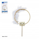 Topper aro ouro ursos pluma pérolas