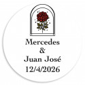Adesivo personalizável 5cm rosa vintage para casamentos