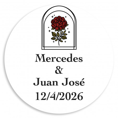 Adesivo personalizável 5cm rosa vintage para casamentos