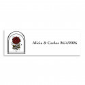 Adesivo personalizável 6x2cm rosa vintage para casamentos