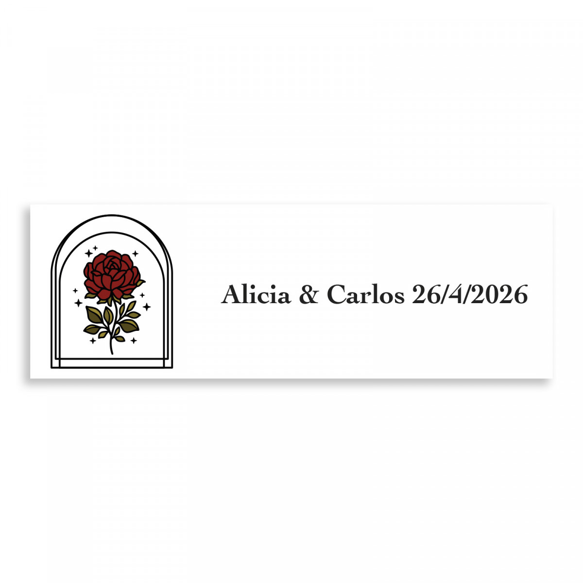 Adesivo personalizável 6x2cm rosa vintage para casamentos