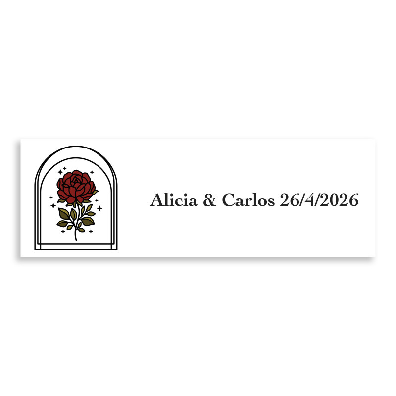 Adesivo personalizável 6x2cm rosa vintage para casamentos