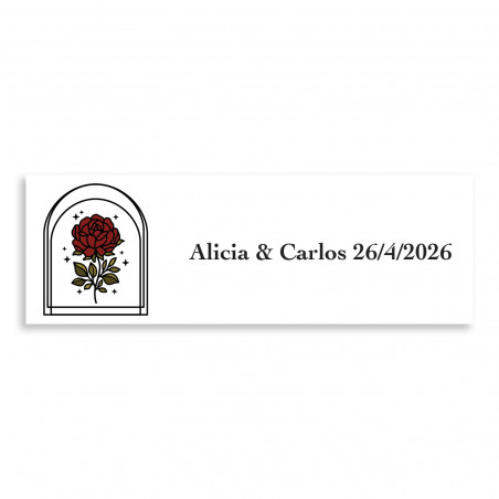 Adesivo personalizável 6x2cm rosa vintage para casamentos