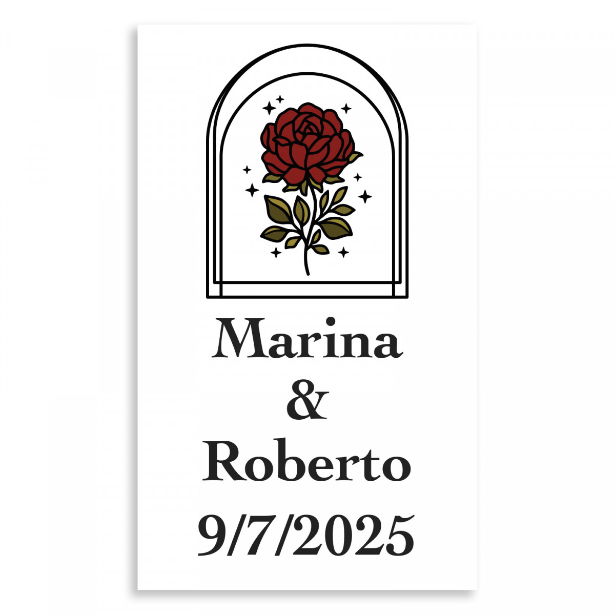 Adesivo personalizável 3x5cm rosa vintage para casamentos