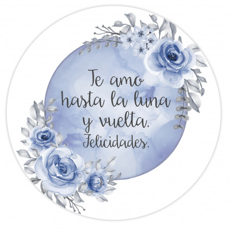 Carteira azul de poliéster apresentada com caixa de papelão reciclado e adesivo personalizado para presentear