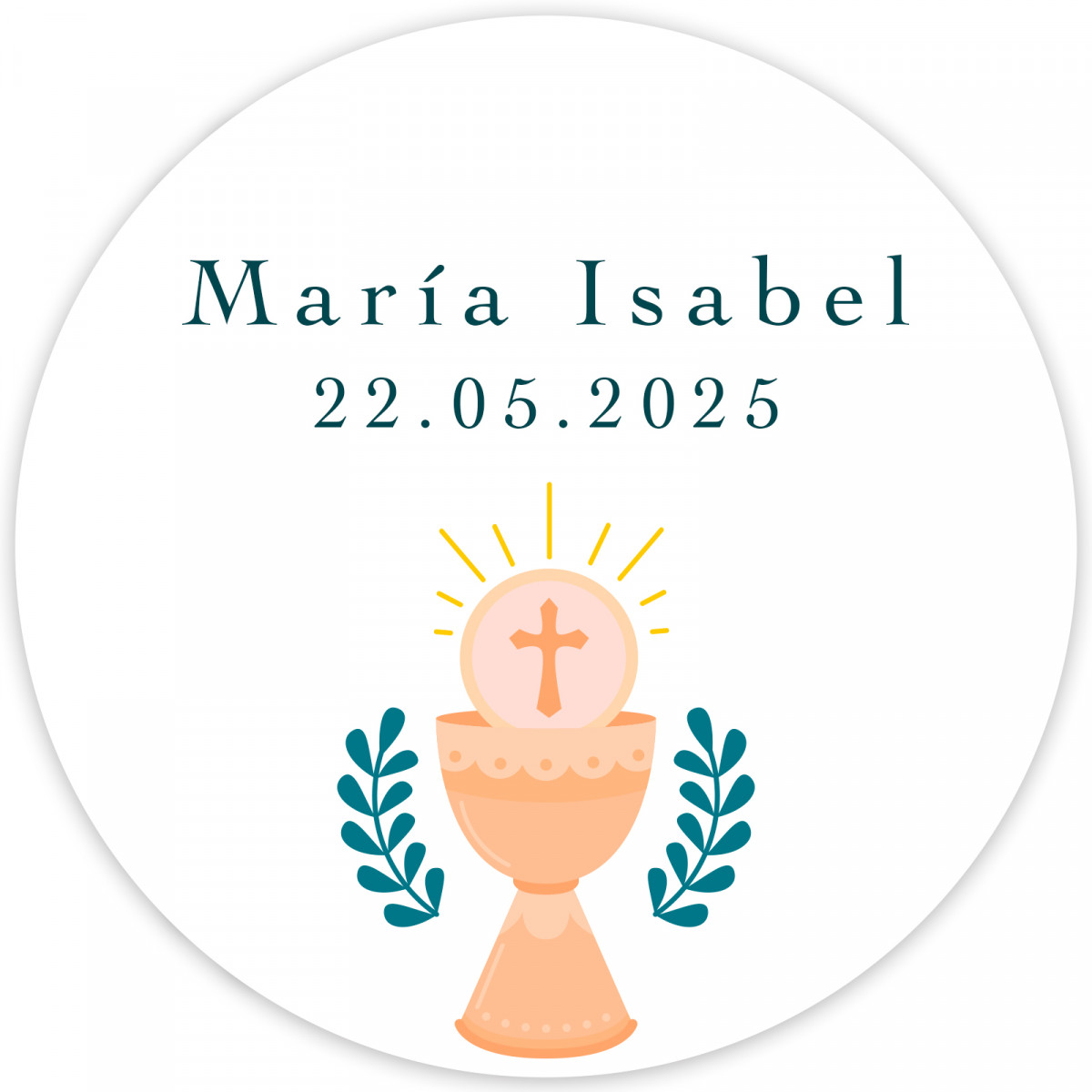 Adesivo 3cm design cálice personalizável primeira comunhão