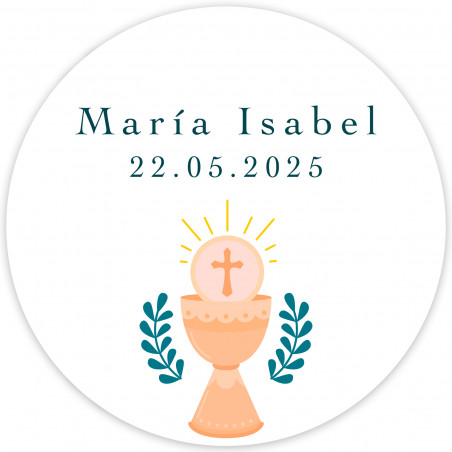 Adesivo 3cm design cálice personalizável primeira comunhão