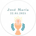 Adesivo 3cm design cálice personalizável primeira comunhão