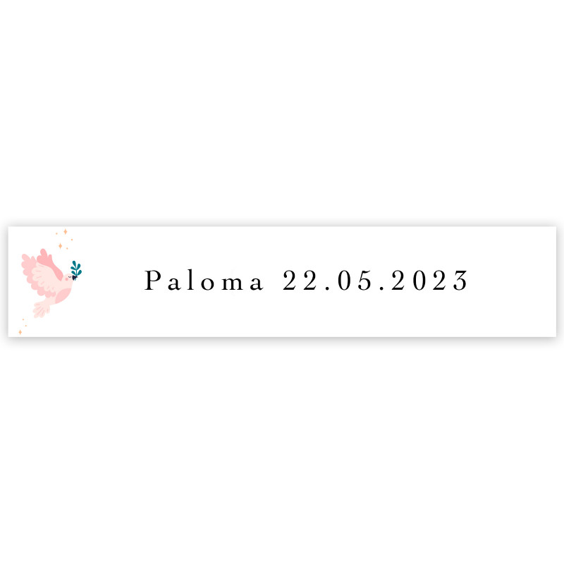 Adesivo pomba rosa personalizável 5x1cm