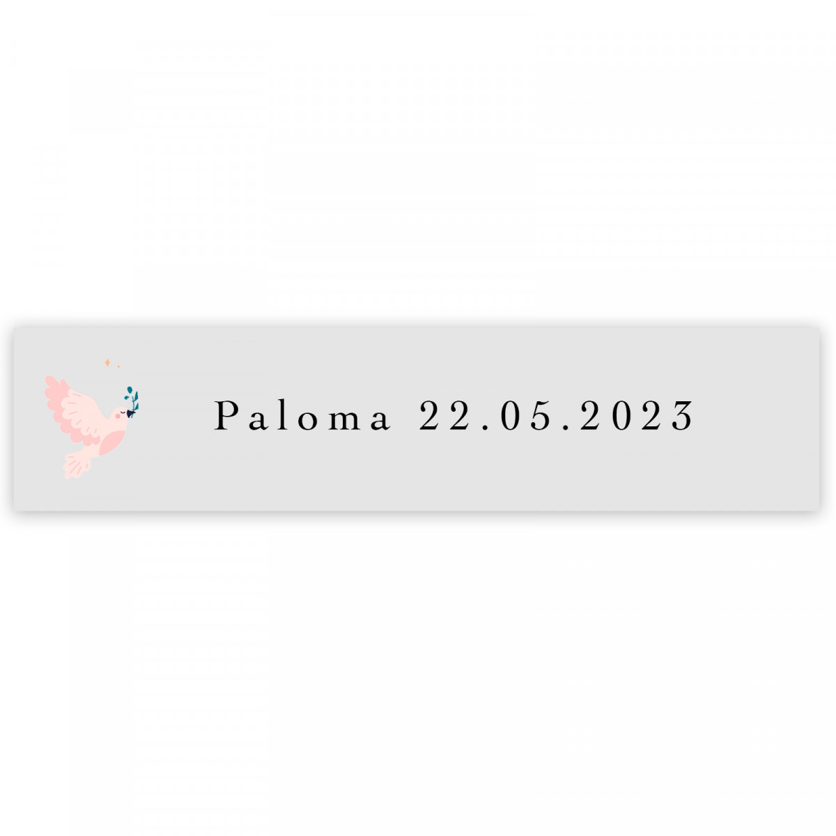 Adesivo transparente 5x1cm personalizável pomba rosa