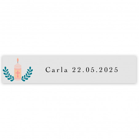Adesivo transparente 5x1cm personalizável para primeira comunhão