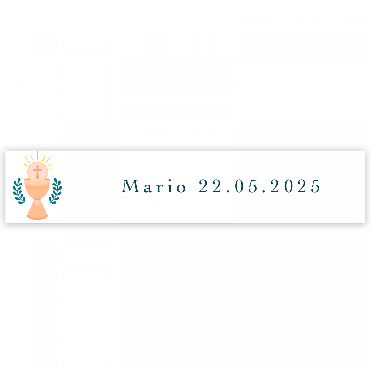 Adesivo 5x1cm design cálice personalizável para primeira comunhão