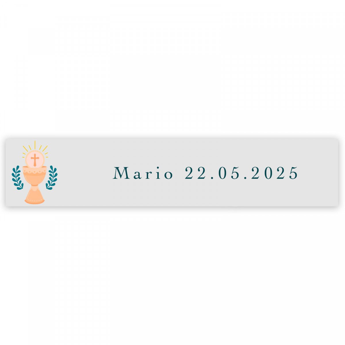Adesivo transparente 5x1cm design cálice personalizável para primeira comunhão