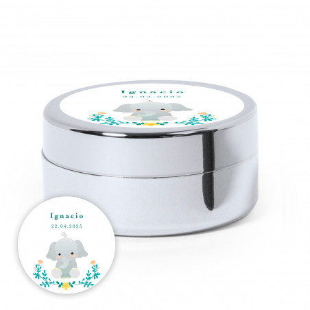 Bálsamo labial personalizado com adesivo unissex design de elefante para detalhes de batismos