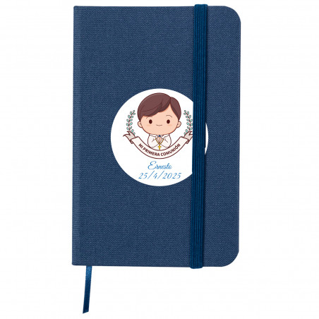 Caderno com capa dura com adesivo personalizável para detalhes da primeira comunhão