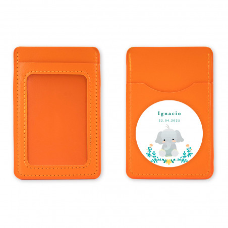 Porta-cartões com adesivo de elefante para detalhes de batizado