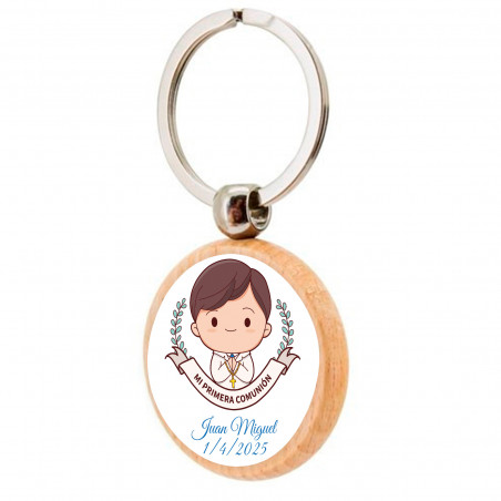 Chaveiro de madeira primeira comunhão menino personalizável para lembrancinhas