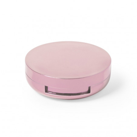 Bálsamo labial rosa com espelho integrado e adesivo personalizado com pomba da paz