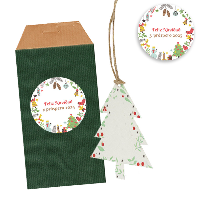 Enfeite de Natal com sementes de flores em envelope verde personalizado para detalhe
