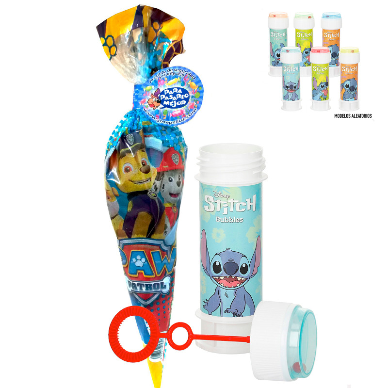 Cone de doces com bolha Stitch para detalhes