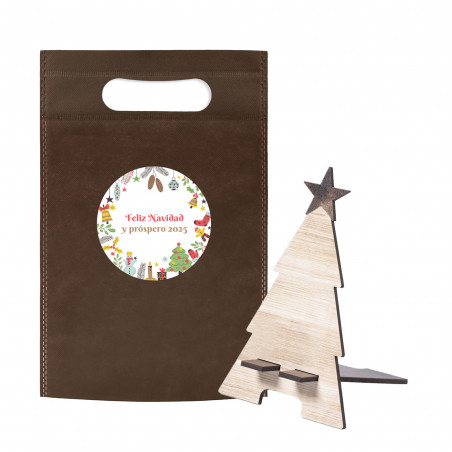 Suporte para telefone em forma de árvore de Natal em bolsa com adesivo personalizado